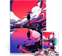 Puzzle 1000 pièces pour Adolescents Silhouette d'une Fille dans Un Paysage Cosmique Jeux éducatifs Décoration Parfaite 75x50cm