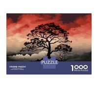 Puzzle 1000 Pièces pour Adolescents Silhouette Tree Sunset Landscape Puzzle Adulte Jeux Relaxants Décoration Intérieure Cadeaux d'anniversaire Et Cadeaux Uniques 70x50cm/1000pcs