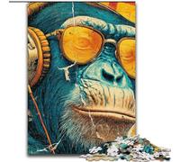 Puzzle 1000 pièces pour Adolescents Singe à Lunettes, Anti-Stress avec pièces de Formes aléatoires entièrement emboîtables, pour Les Enfants de 14 Ans et Plus (Taille 50x75cm)