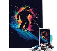 Puzzle 1000 pièces pour Adolescents Skieur en Mouvement Jeu Pratique et intellectuel Cadeau d'anniversaire pour Femmes (Dimensions 38x26cm)