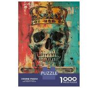 Puzzle 1000 Pièces pour Adolescents Skull with Crown Art Print-2 Puzzle Adulte Jeu Familial Difficile Difficile Cadeau d'anniversaire Unique 52x38cm/1000pcs