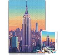 Puzzle 1000 pièces pour Adolescents - Skyline de l'empire State Building - Jeu de Puzzle Unique et Stimulant - Découpe de précision - Jouet éducatif - Dimensions : 38x26cm