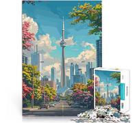 Puzzle 1000 pièces pour Adolescents Skyline de Toronto avec la Tour CN Jeux Amusants Convient pour la décoration de Bureau 52x38cm