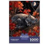 Puzzle 1000 Pièces pour Adolescents Sleeping Fox in Floral Night Scene Puzzles pour Adultes - Jeux Amusants Et Anti-Stress - Cadeaux Uniques pour Anniversaire Et Noël 38x26cm/1000pcs