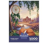 Puzzle 1000 Pièces pour Adolescents Sleeping Fox with Dreamcatcher Landscape Puzzles pour Adultes, Jouets Anti-Stress, Décoration Intérieure, Cadeaux d'anniversaire Et Cadeaux Uniques 38x26cm/1000pcs