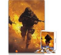 Puzzle 1000 pièces pour Adolescents - Soldats en feu - Course de Vitesse Manuelle - Jeu de réflexion pour Les Jeux (Taille 38x52cm)