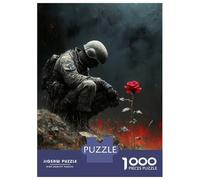 Puzzle 1000 Pièces pour Adolescents Soldier and Rose in War Landscape Puzzle Amusant Et Humoristique pour Adolescents, Idéal comme Cadeau d'anniversaire, De Noël Ou Autre 70x50cm/1000pcs
