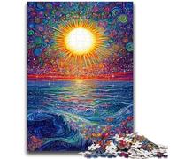Puzzle 1000 pièces pour Adolescents Soleil Levant sur l'océan Convient aux Enfants de 14 Ans et Plus Jeu éducatif pour Anniversaire et Noël 26x38cm