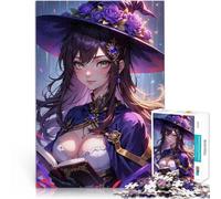 Puzzle 1000 pièces pour Adolescents Sorcière animée avec Un Livre Staycation Tuer Le Temps Décoration d'intérieur 52x38cm