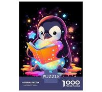 Puzzle 1000 Pièces pour Adolescents Space Penguin Reading Book Puzzle Adulte - Jeu De Construction - Difficile - Cadeau Unique pour Anniversaire Et Noël 70x50cm/1000pcs