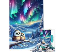 Puzzle 1000 pièces pour Adolescents Spectacle Lumineux de Chouette des neiges activités Amusantes à la Maison Cadeau d'anniversaire Jeu Impossible pour Les 14 Ans et Plus (38x52cm)