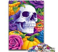 Puzzle 1000 pièces pour Adolescents Squelette de Citrouille pour Les 14 Ans et Plus Défi éducatif Activités Amusantes à la Maison, Cadeaux d'anniversaire, Cadeaux de Voyage 26x38cm