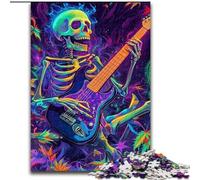 Puzzle 1000 pièces pour Adolescents Squelette Jouant de la Guitare, adapté aux Personnes de 14 Ans et Plus, Jeux éducatifs, Cadeaux du Père Noël Secret (Taille 26x38cm)