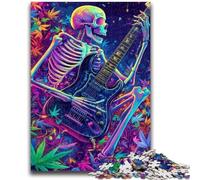 Puzzle 1000 pièces pour Adolescents Squelette Jouant de la Guitare pour Les 14 Ans et Plus Jeu Impossible Cadeau d'anniversaire de Noël 26x38cm
