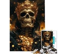 Puzzle 1000 pièces pour Adolescents Squelette Roi d'or Puzzle Anti-Stress Cadeau d'anniversaire pour Amis et Famille (Dimensions 38x26cm)