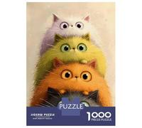 Puzzle 1000 Pièces pour Adolescents Stacked Fluffy Cats Digital Art Puzzles pour Adultes pour S'amuser en Famille Stimule Le Cerveau Jeu Au Design Élégant 52x38cm/1000pcs