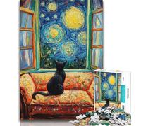 Puzzle 1000 pièces pour Adolescents Star Cat 1000 pièces pour Adolescents, Staycation Kill Time avec Affiche et fiche de Questions Assorties (Taille 75x50cm)