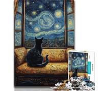 Puzzle 1000 pièces pour Adolescents Star Cat, entraînez Votre Cerveau et Vos Mains, Cadeaux pour Les Amis et la Famille à partir de 14 Ans 38x26cm
