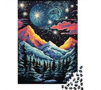 Puzzle 1000 Pièces pour Adolescents Starry Night Mountain Landscape Casse-têtes pour Adolescents Analyse Et Logique Entraînez Votre Cerveau Et Votre Dextérité Jeu De Défi Unique 70x50cm/1000pcs