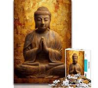 Puzzle 1000 pièces pour Adolescents, Statue de Bouddha doré, Anti-Stress, défi Difficile, Cadeaux du Père Noël Secret pour Les Adolescents de 14 Ans et Plus, 38x26cm