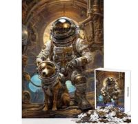 Puzzle 1000 pièces pour Adolescents Steampunk Chien de l'espace ﹨u Astronaute Jouet Anti-Stress Cadeau Amusant Jeu de Manipulation Stimulant Dimensions 38x26cm