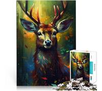 Puzzle 1000 pièces pour Adolescents Style Artistique du cerf 4 Réduction du Stress intéressante Une œuvre d'art 38x26cm