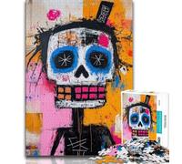 Puzzle 1000 pièces pour Adolescents Style Basquiat Motif tête de Mort Jeu Familial Anti-Stress défi Difficile Cadeaux du Père Noël Secret (50x75cm)