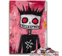 Puzzle 1000 pièces pour Adolescents,Style Basquiat,Roi Squelette,Divertissement en Famille,activités à la Maison,Cadeau d'anniversaire,Cadeaux de Voyage,pour Les Enfants de 14 Ans et Plus,38x26cm