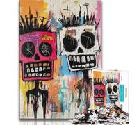 Puzzle 1000 pièces pour Adolescents, Style Basquiat, tête de Mort, Jeu Familial, Anti-Stress, défi Difficile, renforce l'amour Entre Couples (75x50cm)