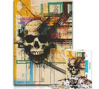 Puzzle 1000 pièces pour Adolescents Style Basquiat tête de Mort pour Adultes et Adolescents Jouets éducatifs et éducatifs Jeux familiaux pour renforcer l'amour Entre Couples (38x26cm)