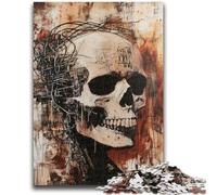 Puzzle 1000 pièces pour Adolescents, Style Basquiat, tête de Mort, séjour, Tuer Le Temps, avec pièces entièrement emboîtables de Formes aléatoires, 50x75cm