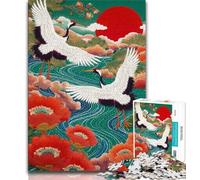 Puzzle 1000 pièces pour Adolescents, Style Chinois, Grue à Couronne Rouge, Jeu éducatif et Stimulant pour Toute la Famille, pour Anniversaire et Noël (75x50cm)