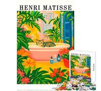 Puzzle 1000 pièces pour Adolescents Style Henri Matisse Chat dans Une Baignoire décoration Jouet Cadeau d'anniversaire Jeu créatif Parent-Enfant Dimensions 50x75cm