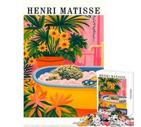 Puzzle 1000 pièces pour Adolescents Style Henri Matisse hérisson Jouet Anti-Stress pour Le Bain Cadeau Amusant Jeu de Manipulation Stimulant Dimensions 50x75cm
