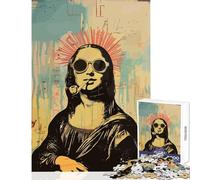 Puzzle 1000 pièces pour Adolescents Style Hippie Affiche Mona Lisa Jeu Anti-Stress idée Cadeau Jeu Pratique Collection d'artistes Format 50x75cm