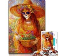 Puzzle 1000 pièces pour Adolescents Style Mexicain tête de Mort Puzzle pour Adolescents éducatif et éducatif idéal comme Cadeau pour Toute la Famille 75x50cm
