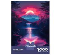 Puzzle 1000 Pièces pour Adolescents Sunset Mountain Waterfall Mount Fuji Japanese Puzzles pour Adultes, Jouet, Décoration Murale, Art Mural, Idéal comme Cadeau pour Toute La Famille 70x50cm/1000pcs
