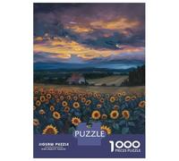 Puzzle 1000 Pièces pour Adolescents Sunset Sunflower Field Puzzles pour Adolescents, Casse-tête, Jeu D'assemblage De Motifs, Cadeau d'anniversaire Unique 52x38cm/1000pcs