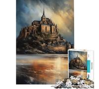 Puzzle 1000 pièces pour Adolescents Superbe Mont Saint Michel Jeu éducatif et ludique Décoration Murale Cadeau d'anniversaire (Dimensions 38x52cm)