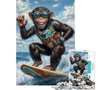 Puzzle 1000 pièces pour Adolescents Surf's Up Monkey︰ Puzzle d'aventure Tropicale pour Adultes Jeu Manuel Difficile Difficile Cadeau Anti-Stress (Dimensions 50x75cm)