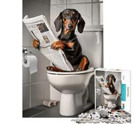 Puzzle 1000 pièces pour Adolescents Teckel sur Les Toilettes Jeu éducatif et intellectuel Cadeau d'anniversaire Apprentissage et éducation (Dimensions 38x26cm)