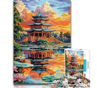 Puzzle 1000 pièces pour Adolescents, Temple Japonais Antique, Jeu Familial Anti-Stress, défi Difficile, Cadeaux du Père Noël Secret, 75x50cm
