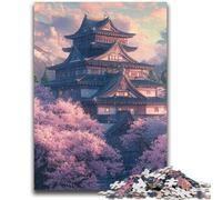 Puzzle 1000 pièces pour Adolescents Temples Japonais, Difficile et Stimulant, avec Affiche et fiche de Questions-réponses pour Les 14 Ans, 50x75cm