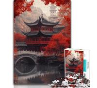 Puzzle 1000 pièces pour Adolescents Temples Japonais, Jeu Stimulant et Familial avec des pièces de Formes aléatoires entièrement emboîtables (38x26cm)