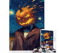 Puzzle 1000 pièces pour Adolescents Tête de Citrouille Homme Nuit étoilée Décoration intérieure Jouet Activité Artistique Cadeau Jeu Amusant pour développer sa motricité Fine et Son Cerveau 50x75cm