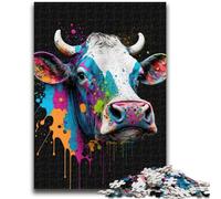 Puzzle 1000 pièces pour Adolescents, têtes de Vache colorées, Jeu de réflexion, décoration Murale, Cadeaux d'anniversaire et de Noël Uniques, 50x75cm