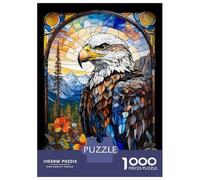 Puzzle 1000 Pièces pour Adolescents The Eagle Stained Glass Pa Puzzle pour Adultes Décoration Murale Jouet mais Amusant Et Humoristique Cadeaux Uniques pour Anniversaire Et Noël 70x50cm/1000pcs