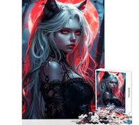 Puzzle 1000 pièces pour Adolescents,thème Blood Moon,Fille Anime,Jouet à Monter soi-même,Cadeau d'anniversaire,Jeu en Famille,pièces de Formes aléatoires Parfaitement emboîtables,Dimensions 38x26cm