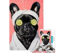 Puzzle 1000 pièces pour Adolescents Thème Bouledogue français Journée Spa Idéal pour Un Anniversaire ou Noël Un Jeu Familial Artistique Convient aux 14 Ans et Plus (38x26cm)