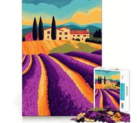 Puzzle 1000 pièces pour Adolescents, thème Champs de Lavande toscans, Manoir, Décoration soignée, Jeu d'exercice Mental, Jeu de détente, Cadeau Amusant de Noël (50x75cm)